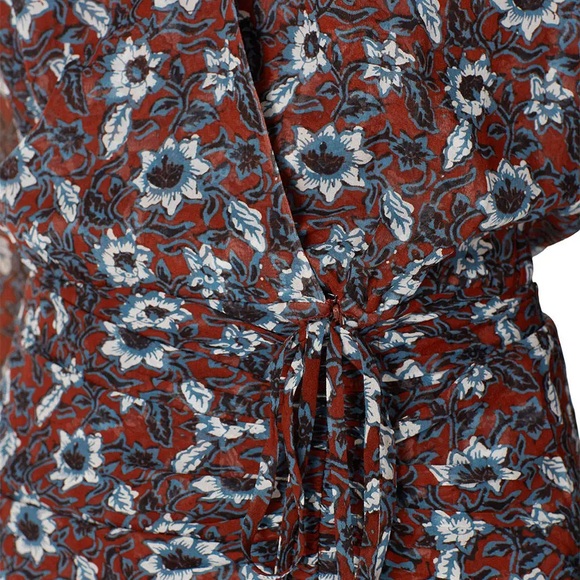 VERONICA BEARD Anjali Silk Floral Ruffled Ruched Mini Dress Sz M/6 - Picture 4 of 13